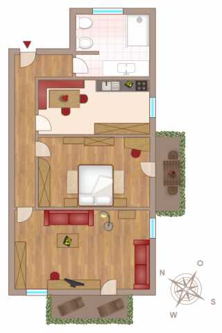 Schizzo appartamento “Blume” 60mq per 1-3 persone