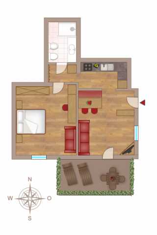 Layout holiday apartment “Herz” 50 m² for 1-2 people