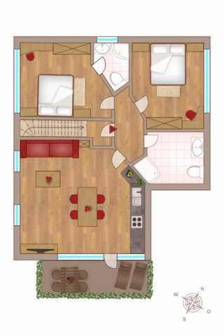 Layout holiday apartment “Sonne” 68 m² for 2-4 people