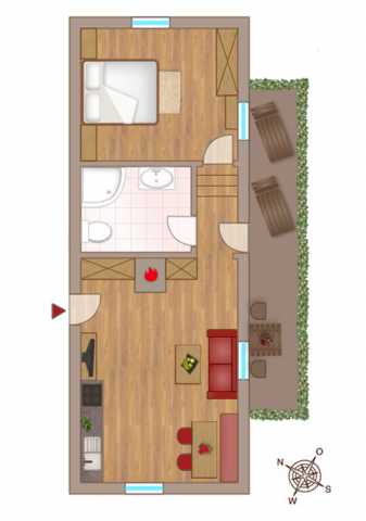 Schizzo appartamento “Apfel” 32mq per 1-2 persone