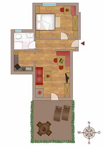 Layout holiday apartment “Traube” 41 m² for 1-2 people